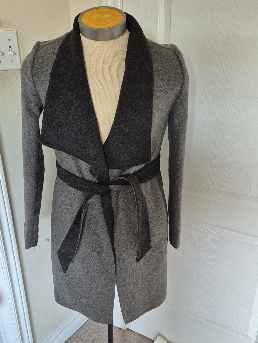 RW&CO. Two-Tone Gray Belted Trench Coat